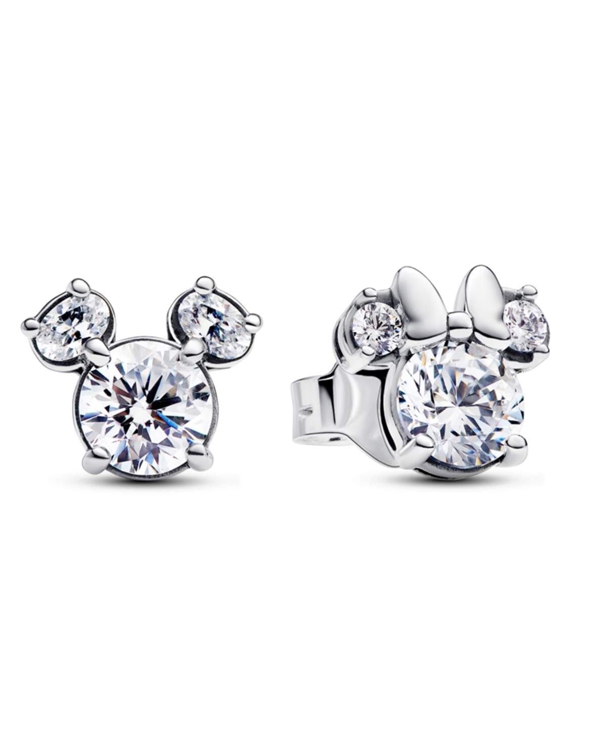 Mickey Mouse Minnie Mouse Sparkling Stud Earrings - Silver