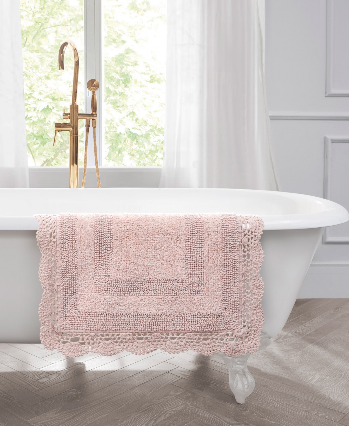 Laura Ashley Crochet Reversible Cotton 2-Pc. Bath Rug Set