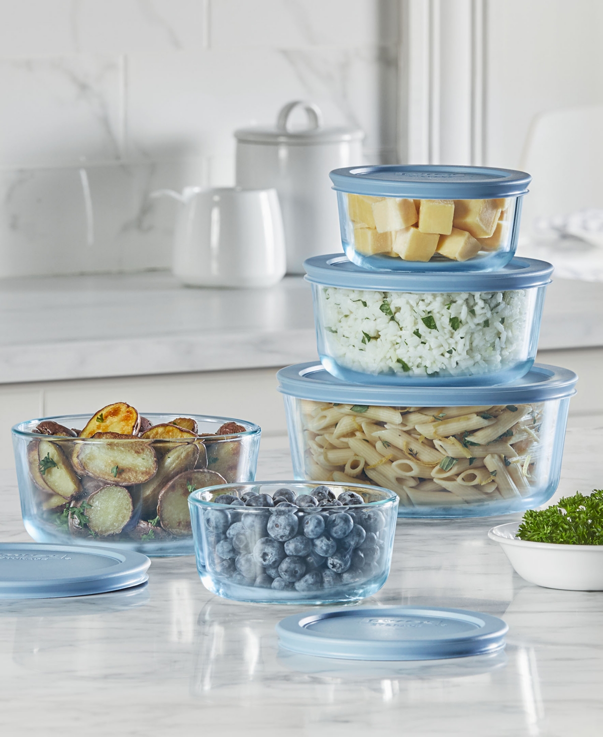 Shop Pyrex Simply Store Tinted 10-pc Round Storage Set With Plastic Lids In Blue