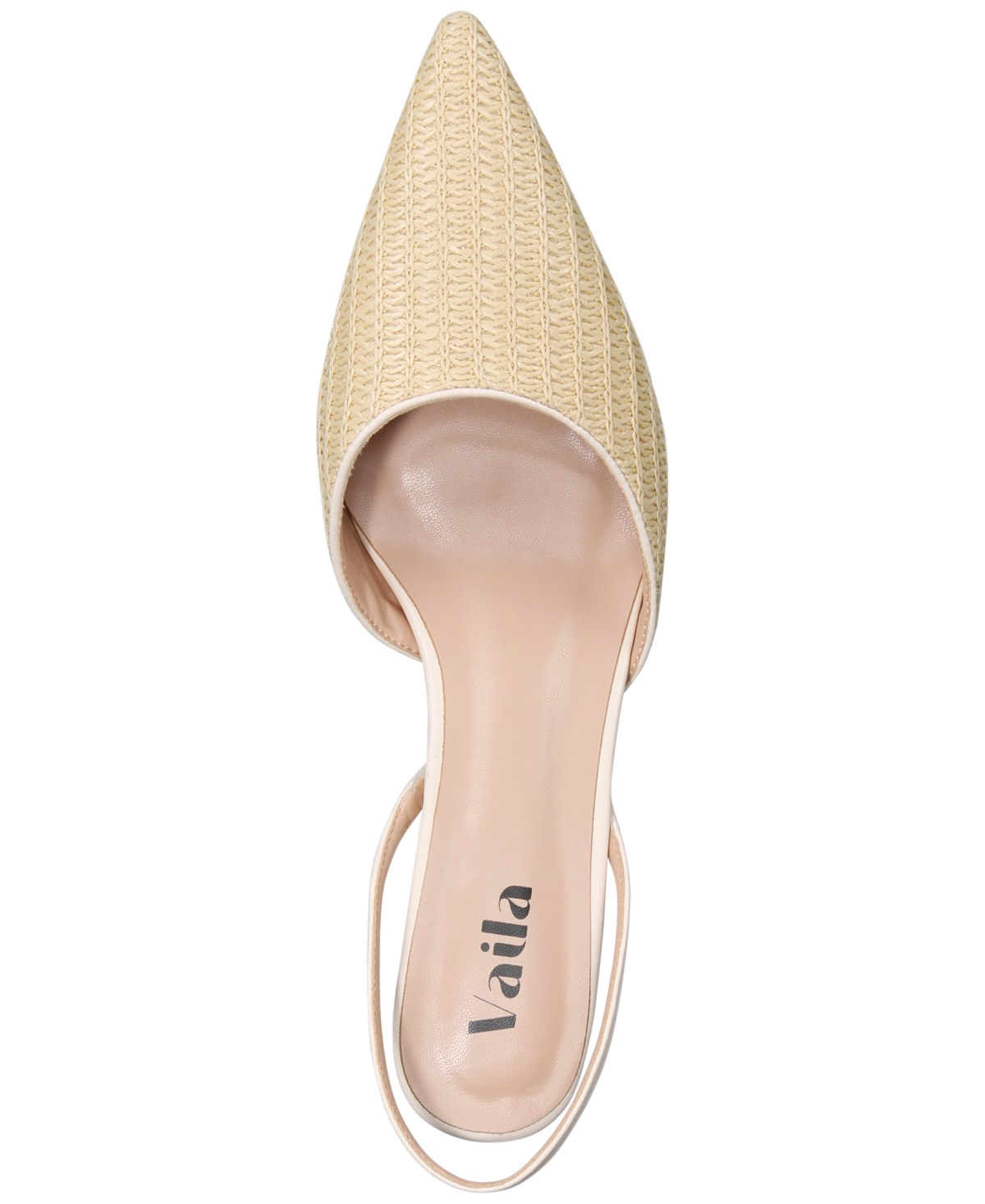 Vaila Shoes Women's Lynn Pointed-Toe Raffia Kitten-Heel Slingback Pumps Extended Sizes 9-14 -Leather