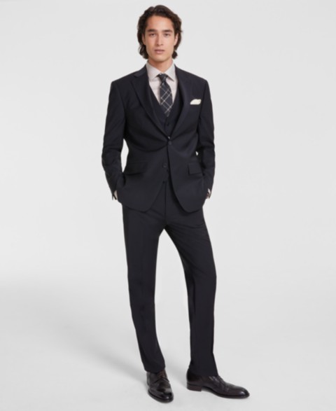 Мужские Calvin Klein Men's Slim-Fit Wool-Blend Stretch Suit Separates with Vest