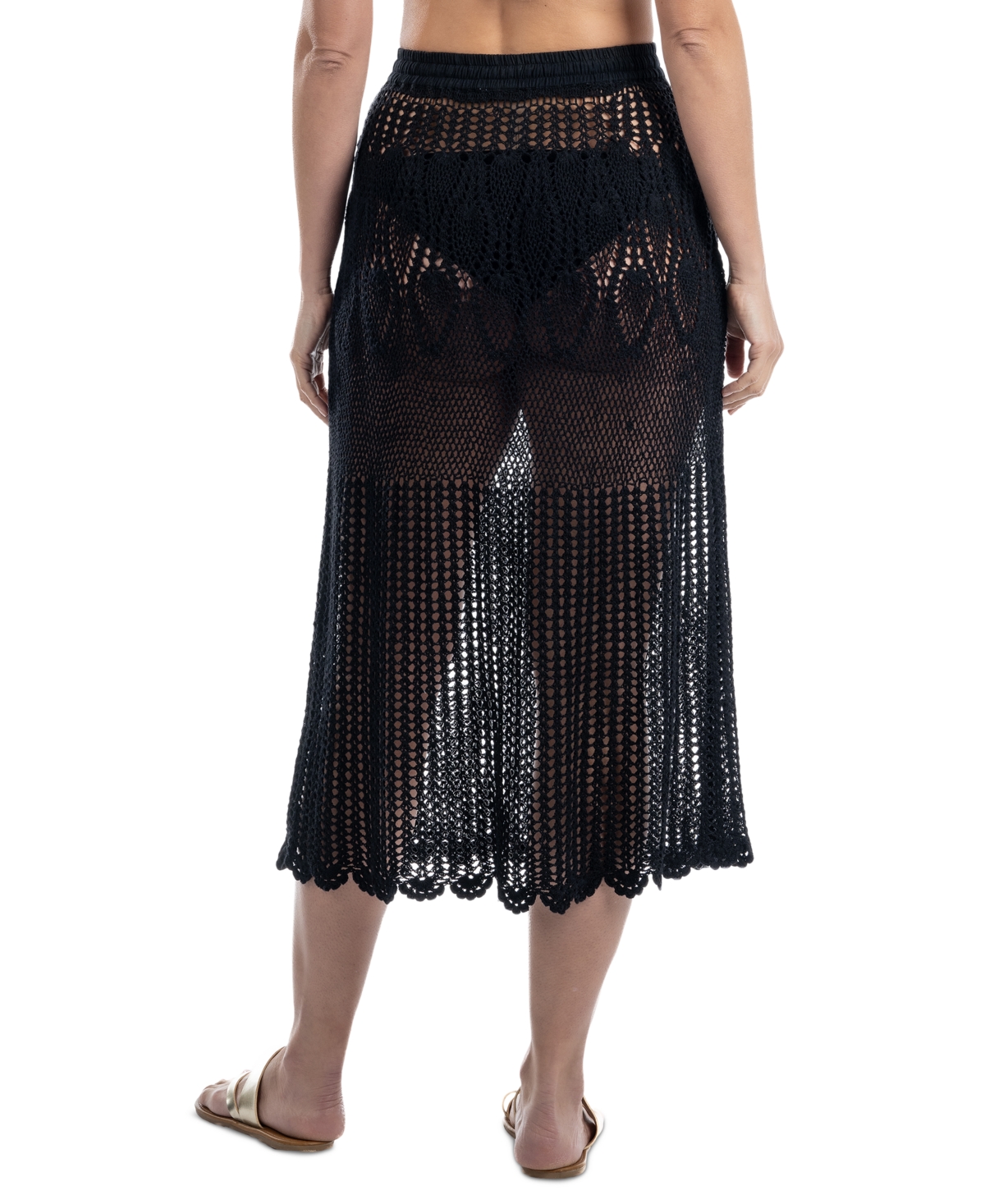 Dotti Women's Cotton Crochet Drawstring-Waist Cover-Up Maxi Skirt