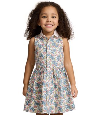 폴로 랄프로렌 Polo Ralph Lauren Toddler and Little Girls Floral Cotton Oxford Shirtdress,Charlyn Floral