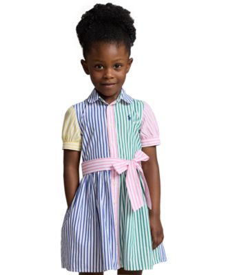 폴로 랄프로렌 Polo Ralph Lauren Toddler and Little Girls Striped Cotton Fun Shirtdress,Multi