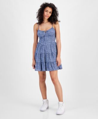 Tinseltown - Juniors' Printed Sweetheart-Neck Sleeveless Dress