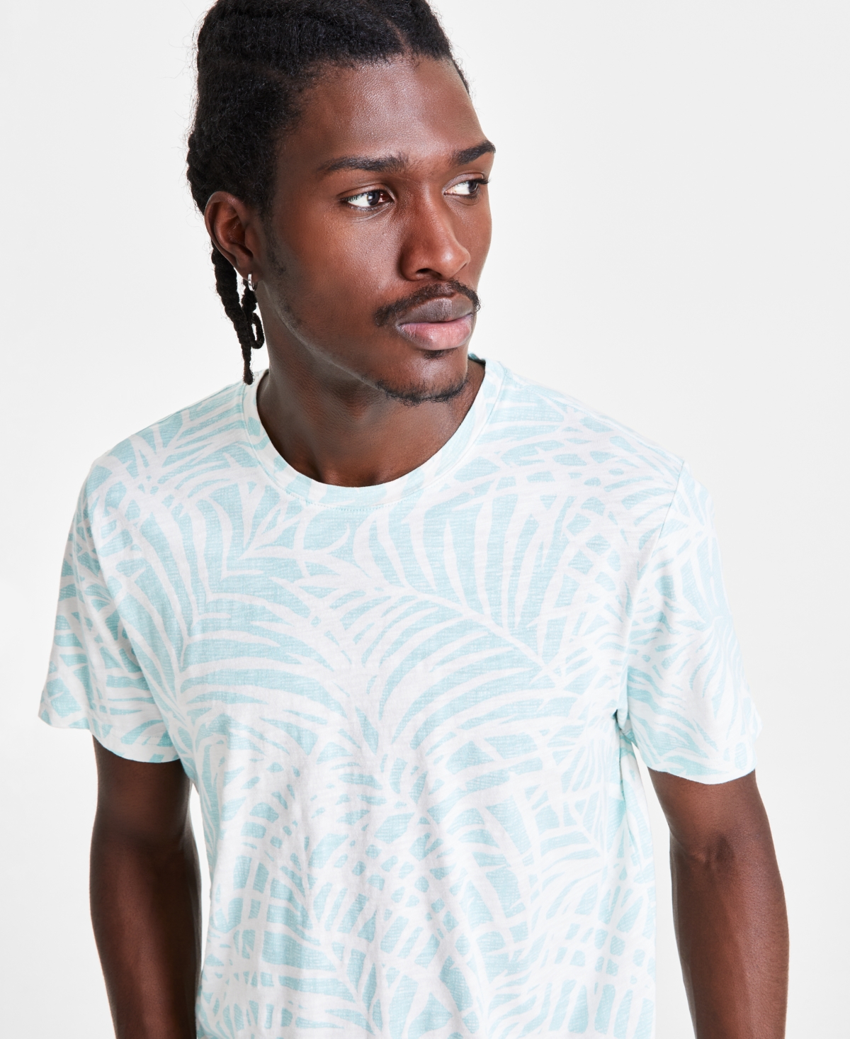 Shop Sun + Stone Men's Island Palm Short Sleeve Crewneck T-shirt, Created For Macy's In By The Sea