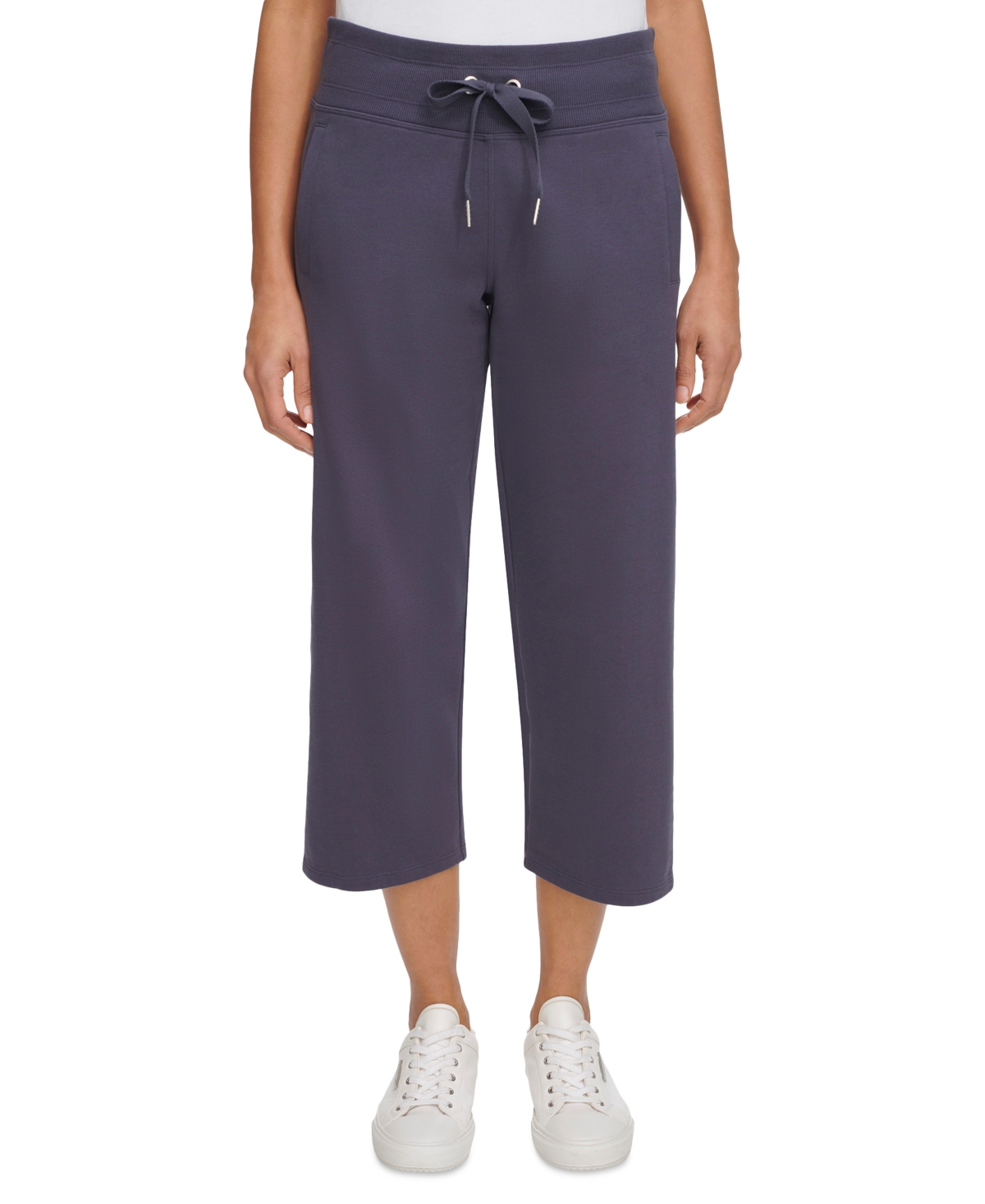 Shop Calvin Klein Women's Cropped Drawstring-waist Pants In Orchid