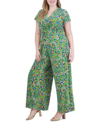 Vince Camuto Plus Size Twist-Front Wide-Leg Jumpsuit
