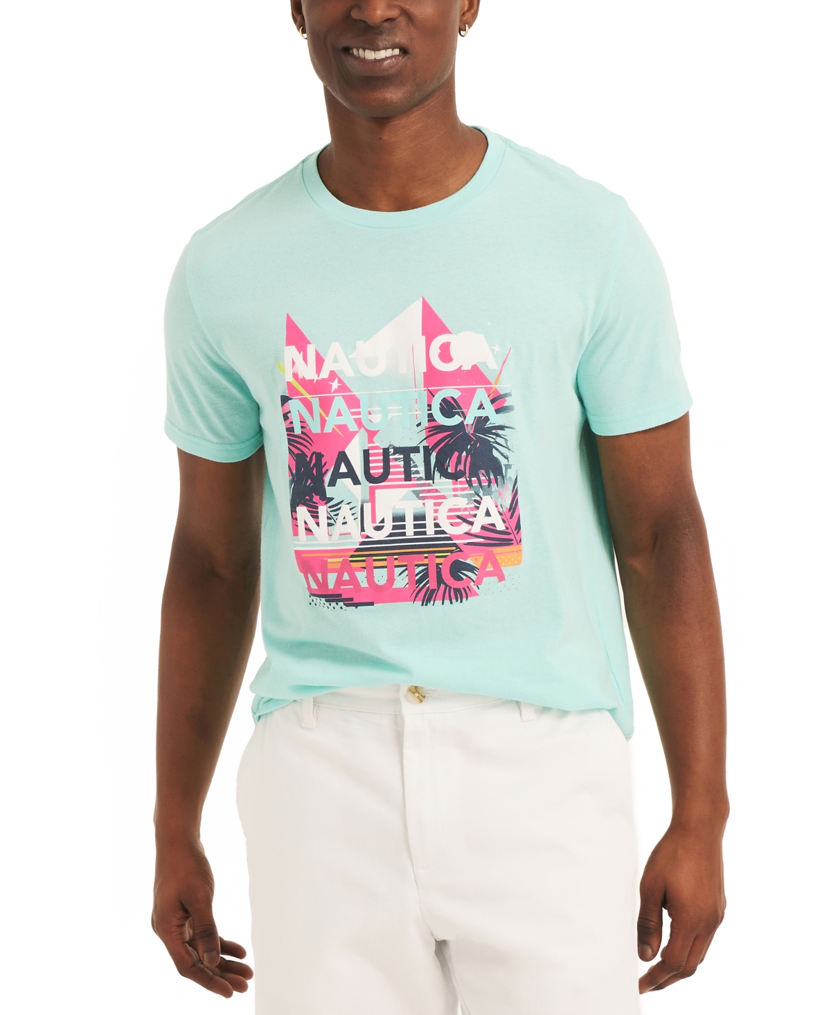 Men's Miami Vice x Nautica Short Sleeve Crewneck Graphic Tee - Aqua Splash