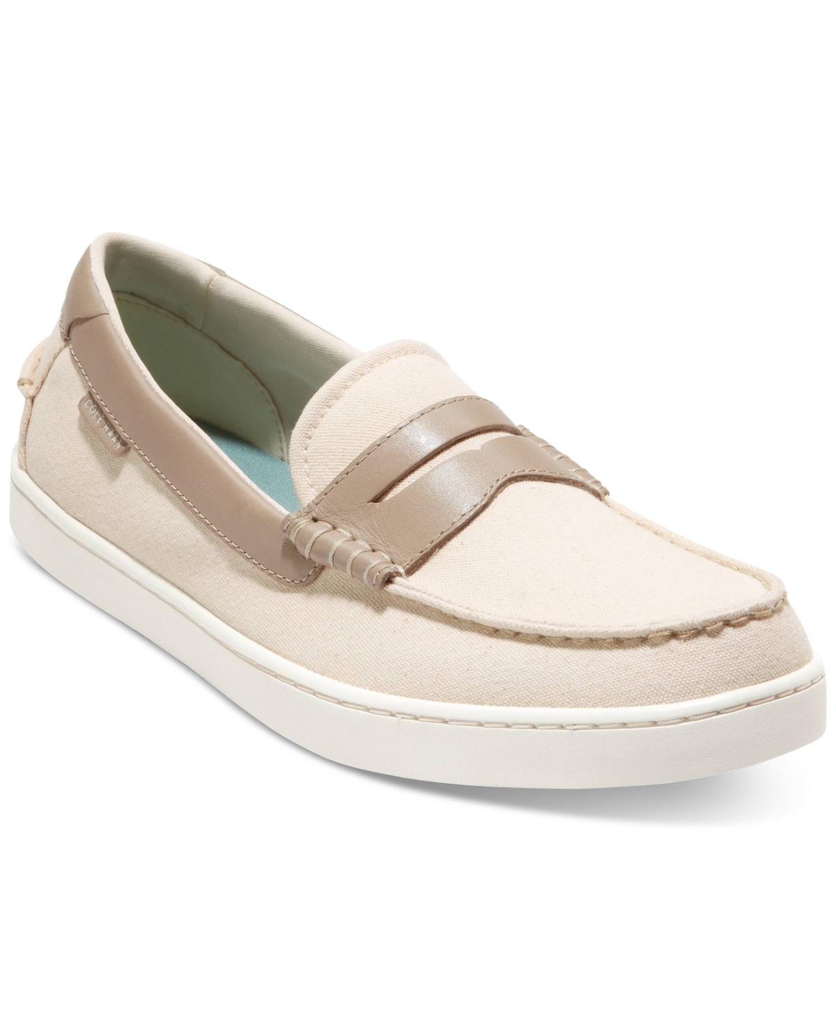 Shop Cole Haan Men's Nantucket Slip-on Penny Loafers In Natural Canvas,ch Dk Latte,ivory