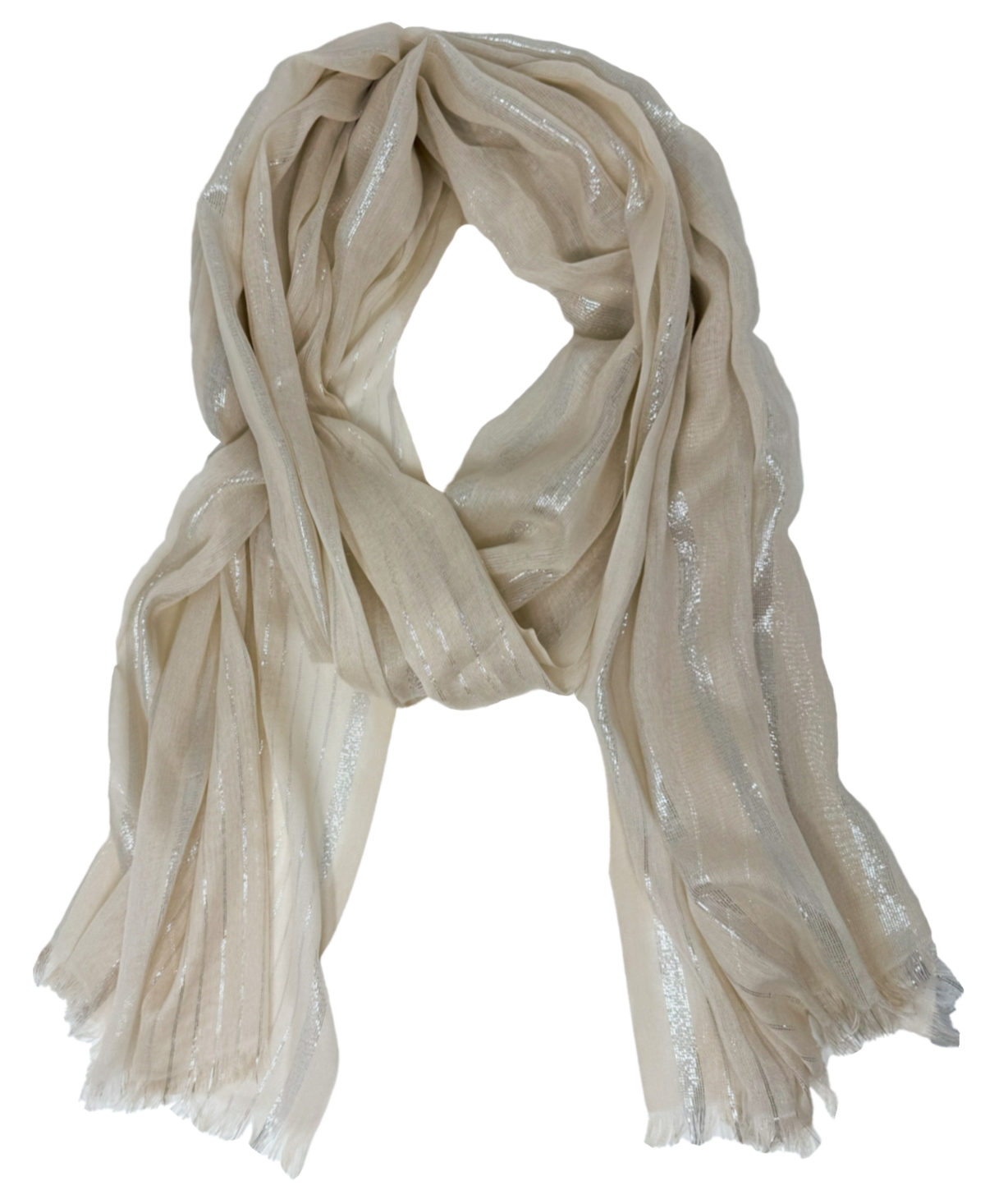 Metallic Stripe Oblong Scarf - Ivory