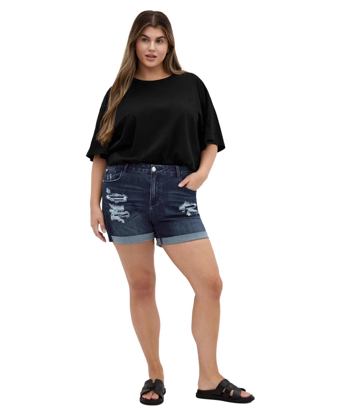 Женские шорты CITY CHIC Ripped Love Short, цвет: Тёмный джинсовый — фото 1