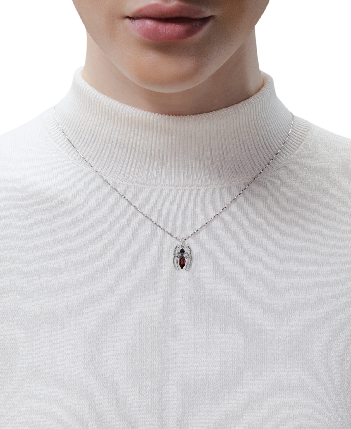 Wonder Fine Jewelry Marvel  Garnet (1-1/10 Ct. T.w.) Sapphire (1/6 Ct. T.w.) & Diamond (1/10 Ct. T.w. In Sterling Silver