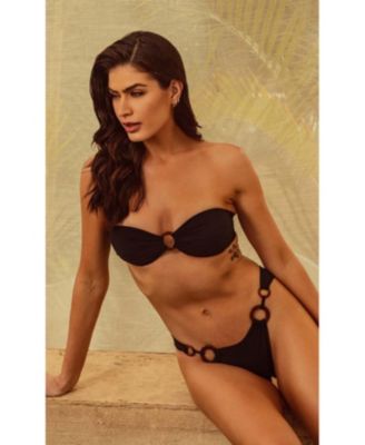 Women's Tortoise Double Ring High Cut Bikini Bottom