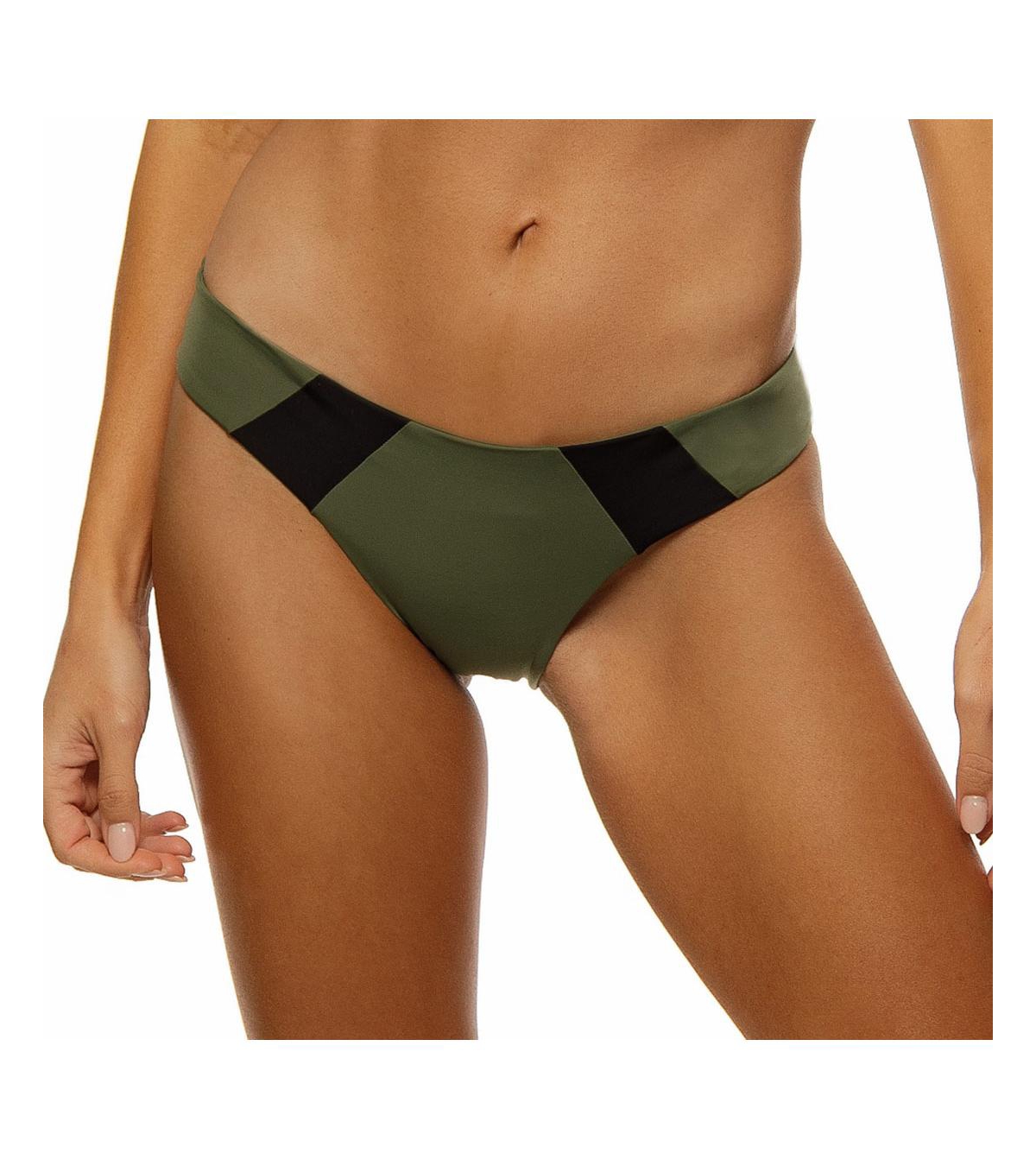Women's Color Block Reversible Classic Bikini Bottom - Olive green