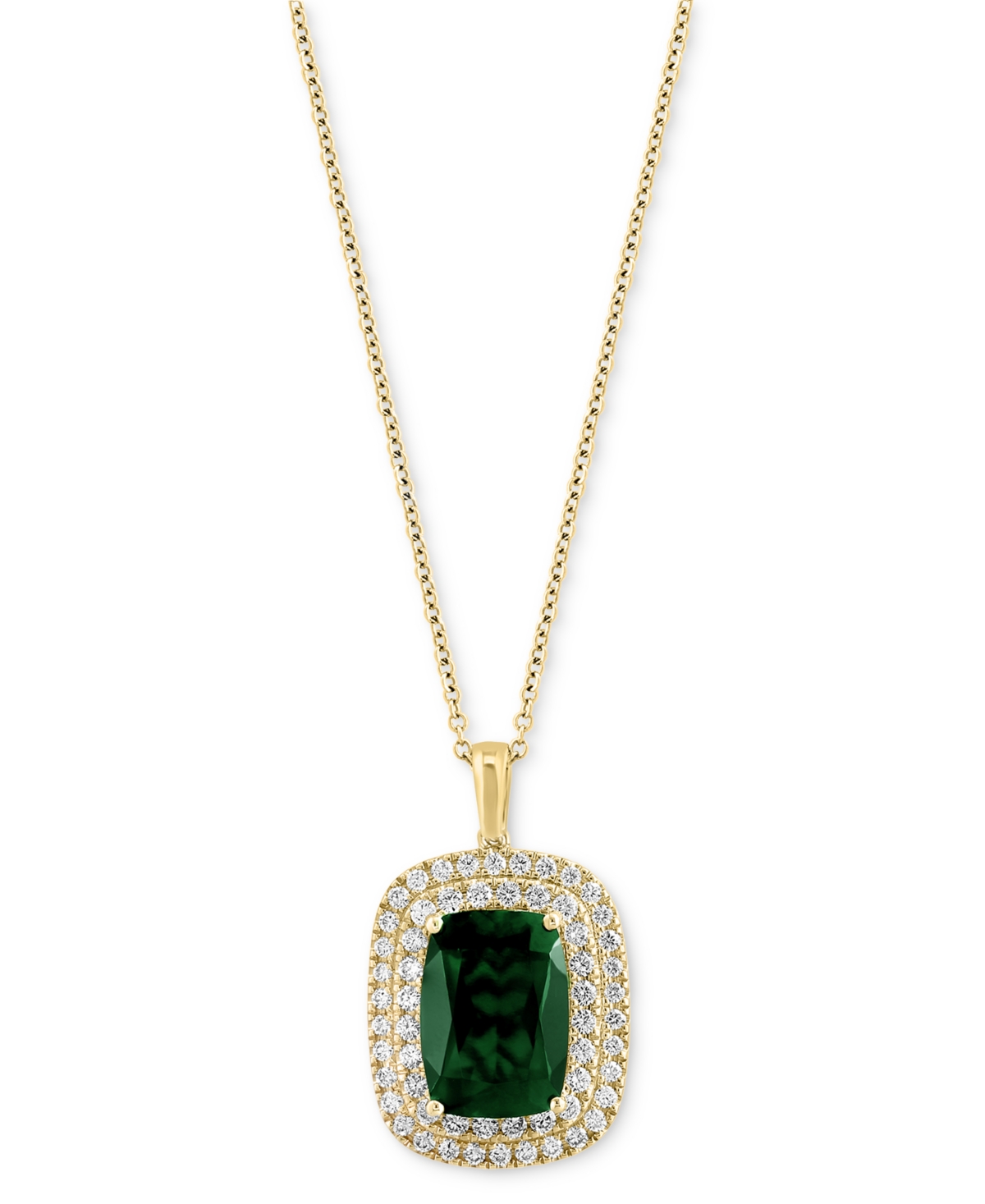 Effy Collection Effy Lab Grown Emerald (6-1/5 Ct. T.w.) & Lab Grown Diamond (1 Ct. T.w.) 18" Pendant Necklace In 14k In Emerald