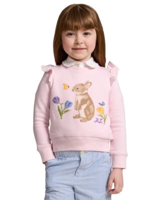 폴로 랄프로렌 Polo Ralph Lauren Toddler and Little Girls Ruffled Bunny Terry Sweatshirt,Hint of Pink