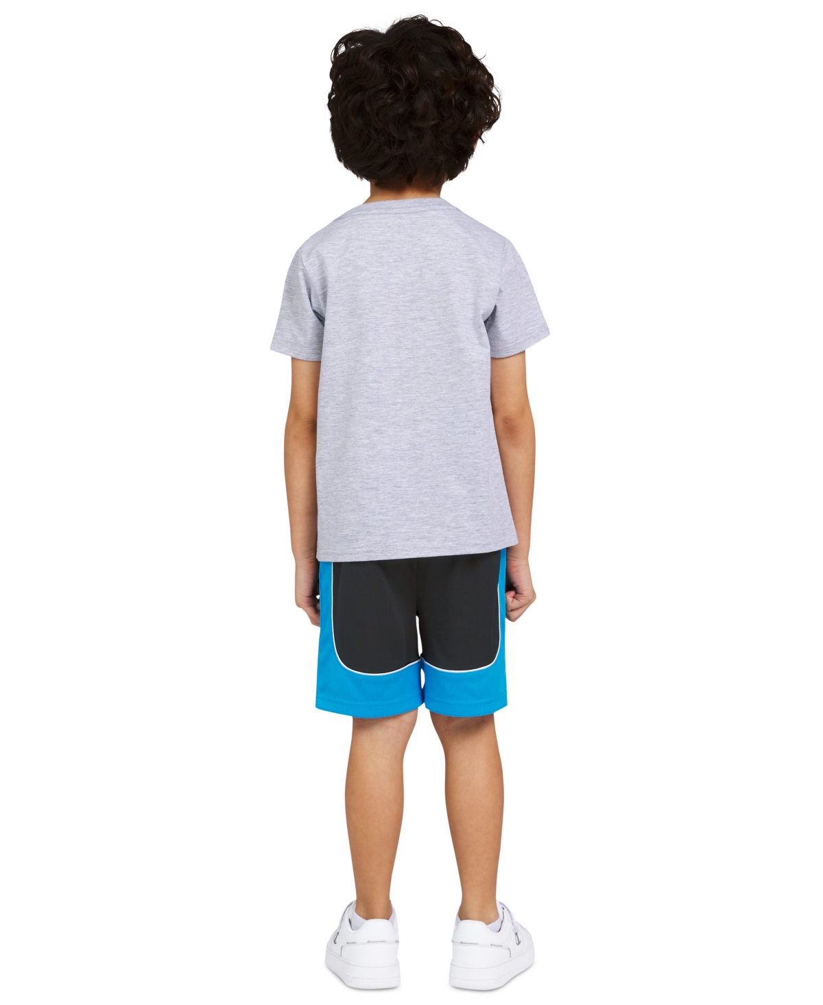 Shop Champion Little Boys Logo Graphic T-shirt & Shorts, 2 Piece Set In Grey Heather