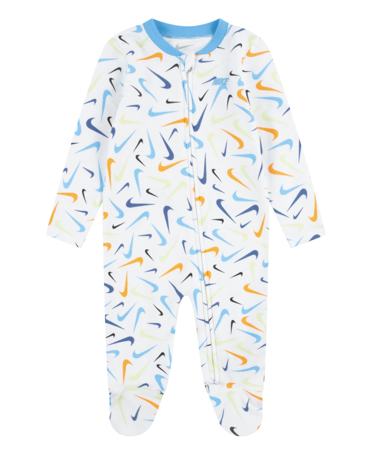 Shop Nike Girls Or Boys Printed Footed Coverall In White,blue