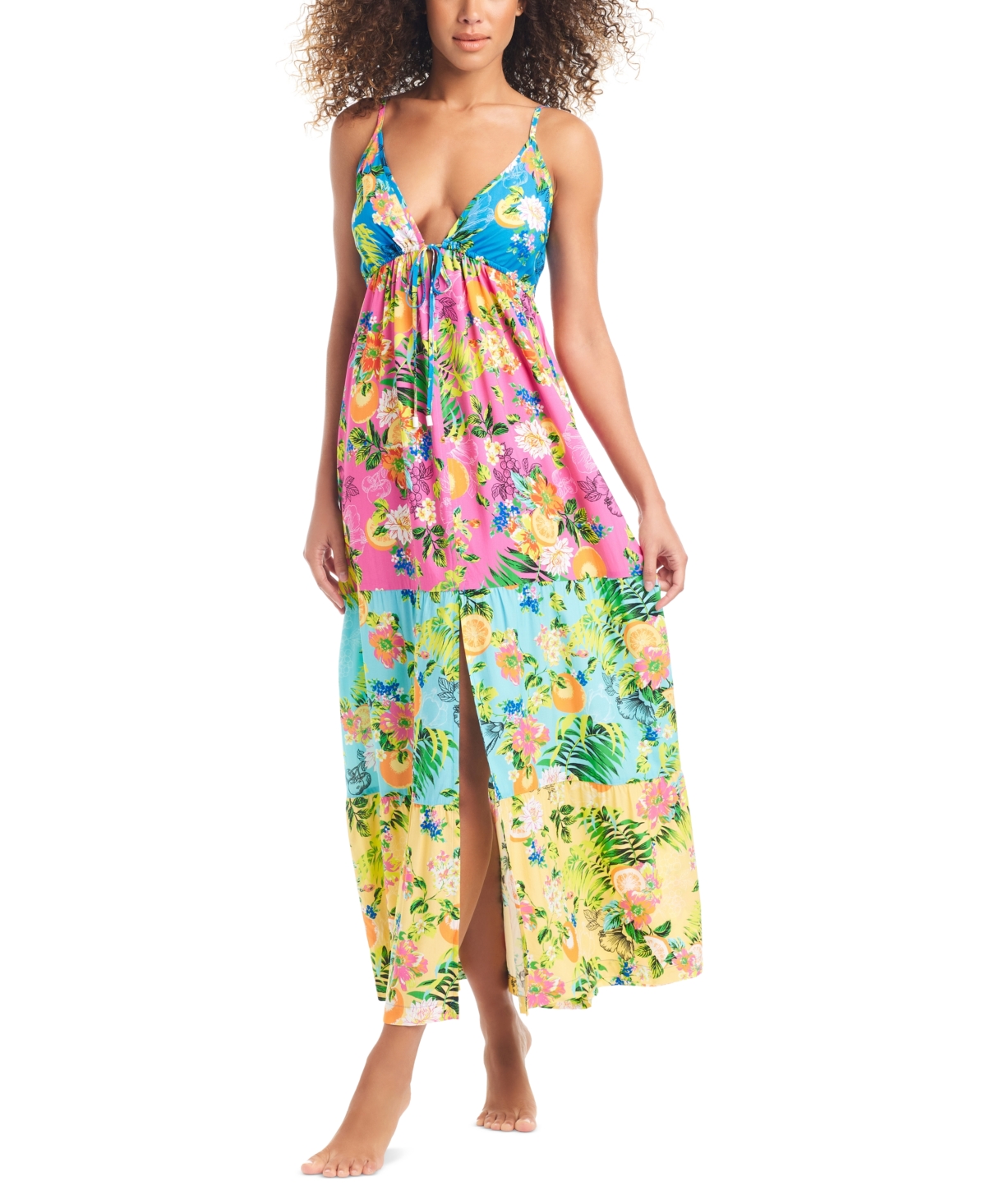 Women's Tiered Printed Ruffle Cover-Up Dress, Created for Macy's - Multi