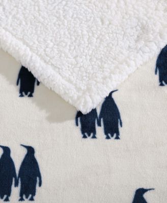 Emperor Penguin Print Sherpa Throw, 50" x 60"