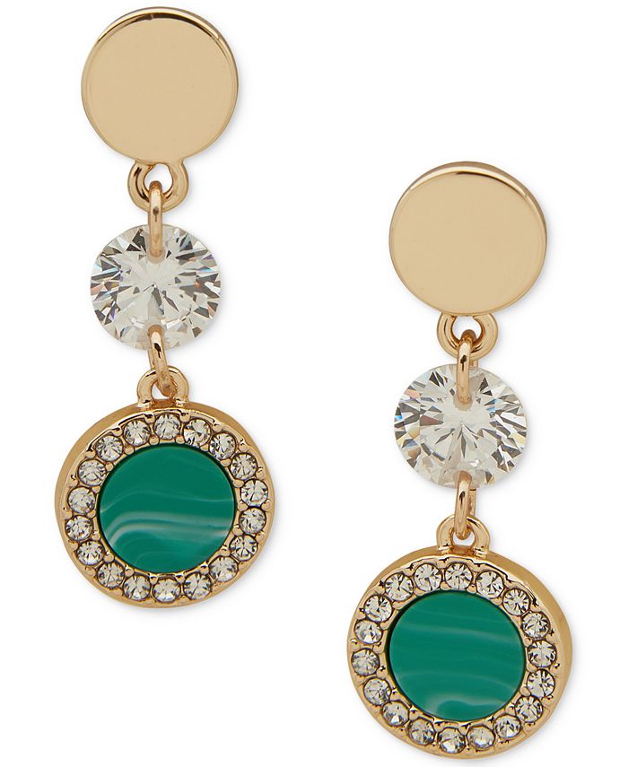 DKNY Gold-Tone Cubic Zirconia & Pavé Color Inlay Double Drop Earrings ...
