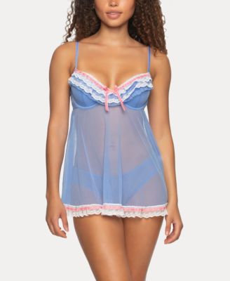 Women's Ruffles Galore Babydoll 2 Piece Lingerie Set