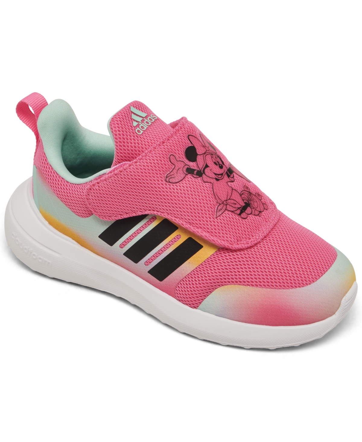 Adidas Originals Babies' X Disney Minnie Mouse Toddler Girls Fortarun Fastening Strap Running Sneakers From Finish Line In Pink Fusion,black