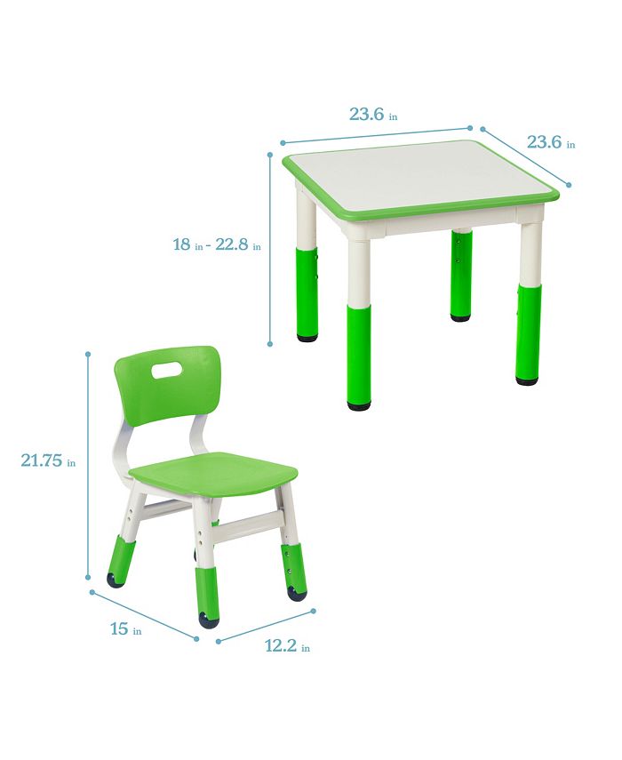 ECR4Kids Square DryErase Activity Table and 2 Adjustable Height