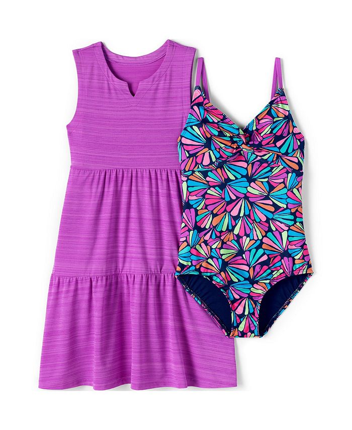 Lands' End Girls Chlorine Resistant Twist Front One Piece Swimsuit UPF