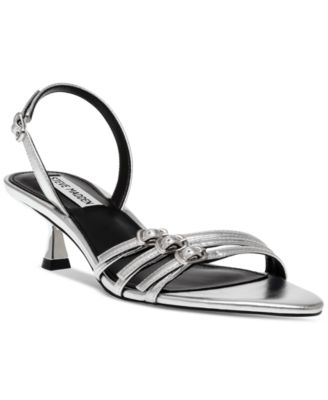 Deals black and silver strappy sandals