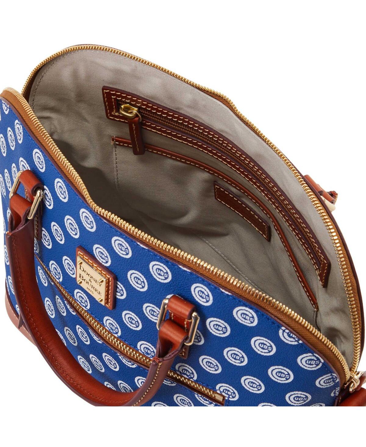 Shop Dooney & Bourke Women's  Chicago Cubs Signature Domed Zip Satchel Purse In Blue