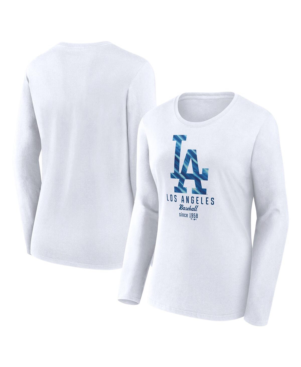 Women's Fanatics White Los Angeles Dodgers Lightweight Fitted Long Sleeve T-shirt - White