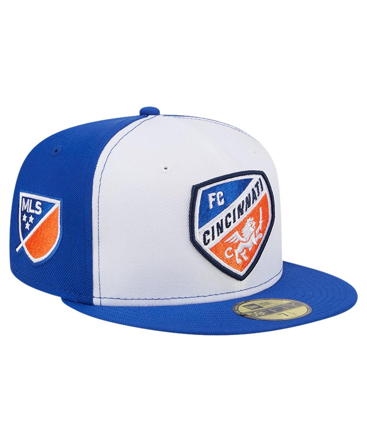 Shop New Era Men's  White, Blue Fc Cincinnati 2024 Kick Off Collection 59fifty Fitted Hat In White,blue