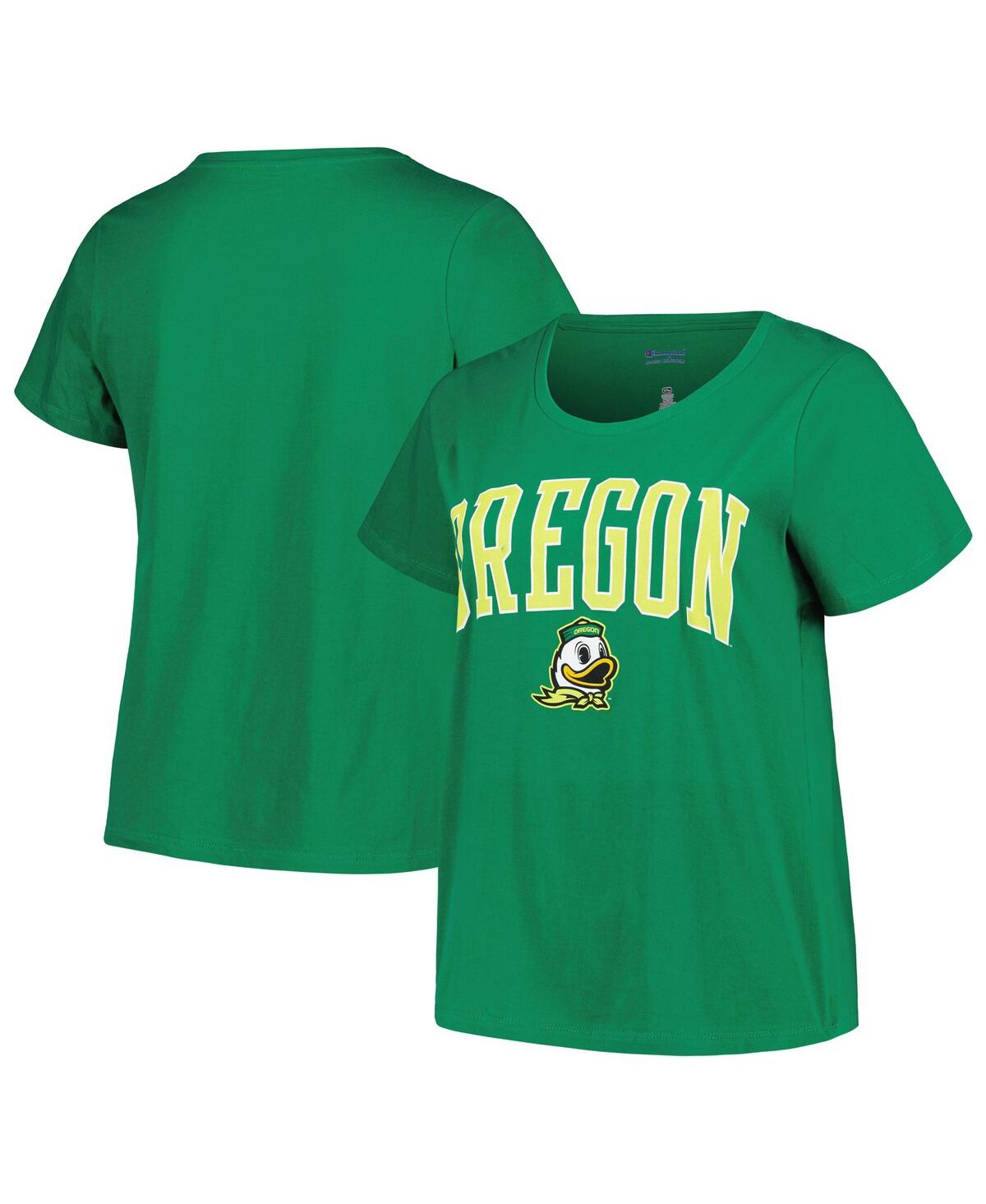 Shop Profile Women's  Green Oregon Ducks Plus Size Arch Over Logo Scoop Neck T-shirt