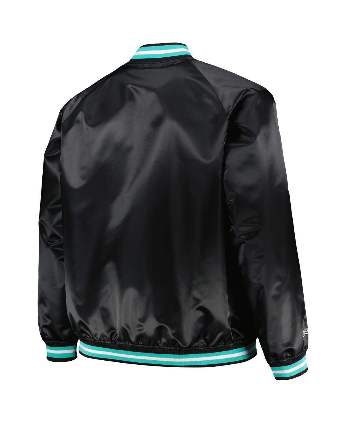 Men's Mitchell & NessVancouver Grizzlies Big and Tall Hardwood Classics Wordmark Satin Raglan Full-Zip Jacket - Black