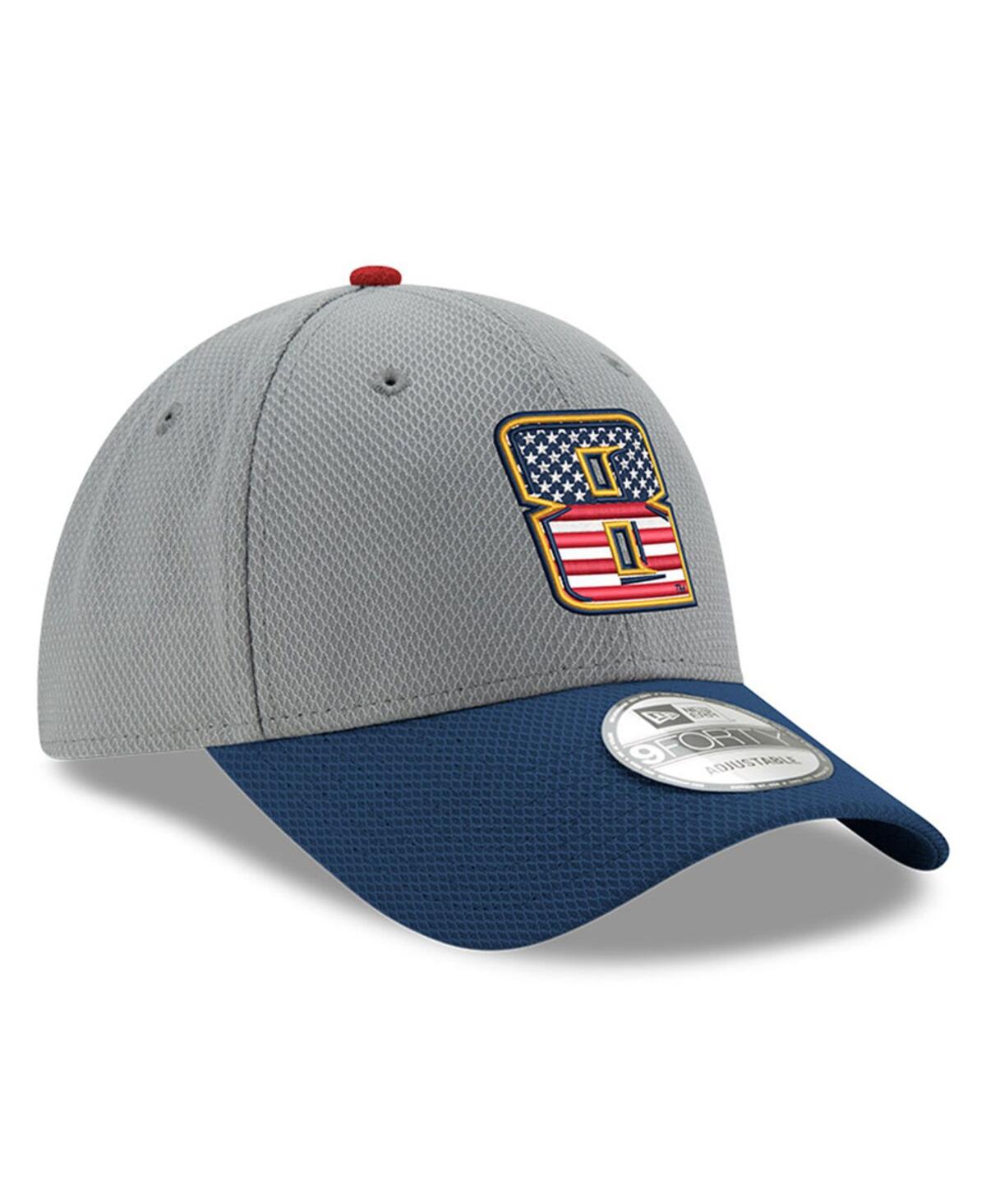 NEW ERA MEN'S NEW ERA GRAY, NAVY KYLE BUSCH SALUTE 9FORTY ADJUSTABLE HAT 