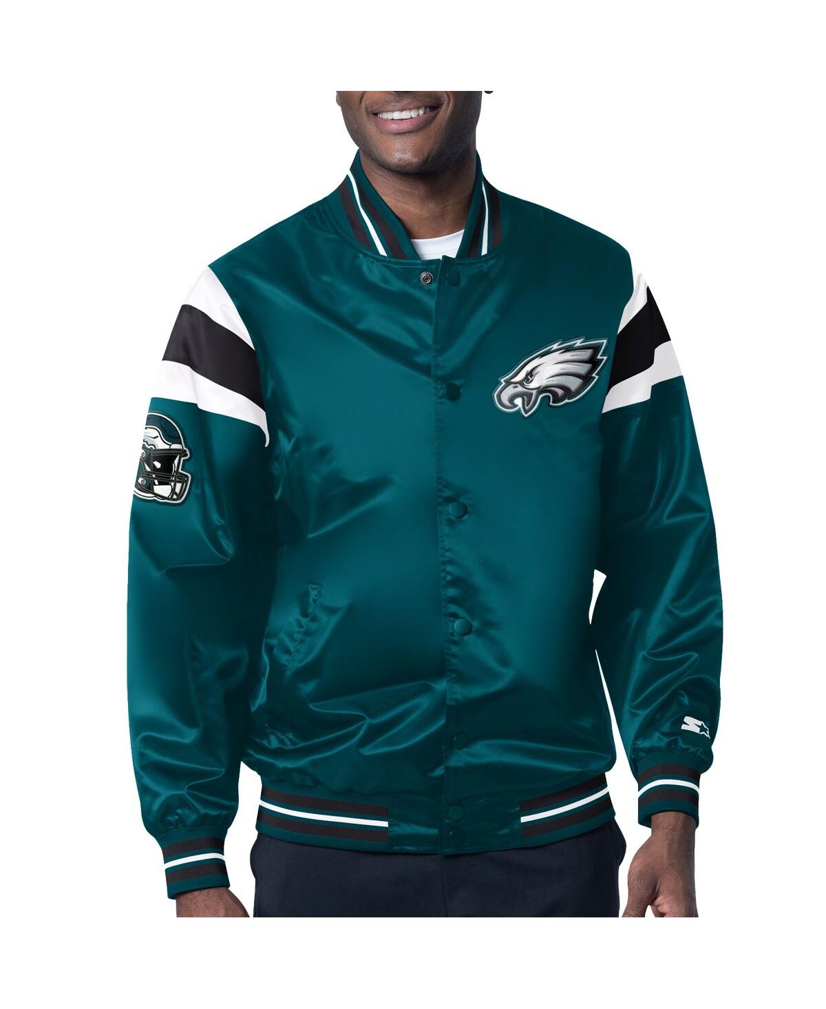 Shop Starter Men's  Midnight Green Philadelphia Eagles Satin Full-snap Varsity Jacket
