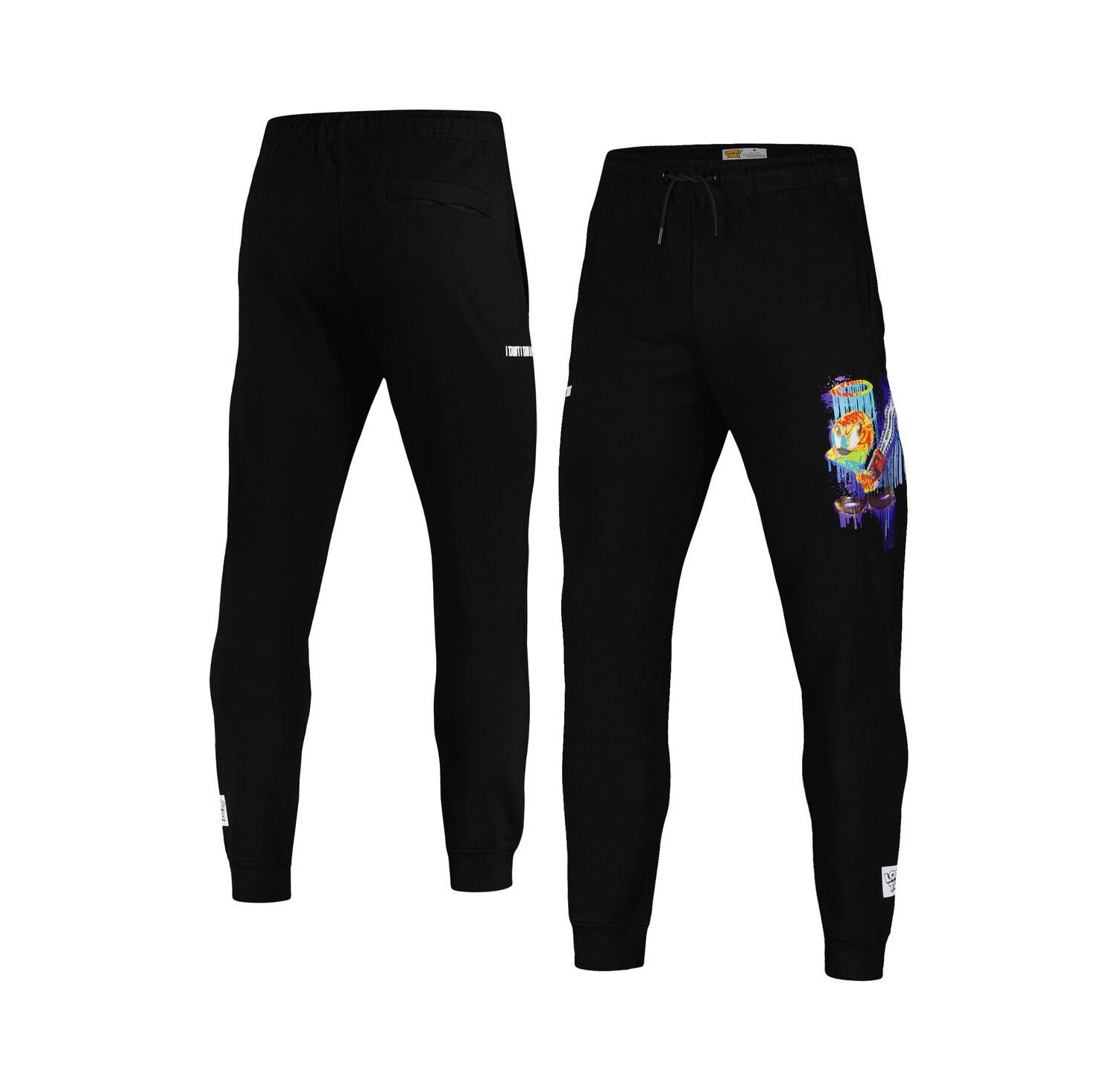 Men's Black Looney Tunes Tweety Bird Splatter Jogger Pants