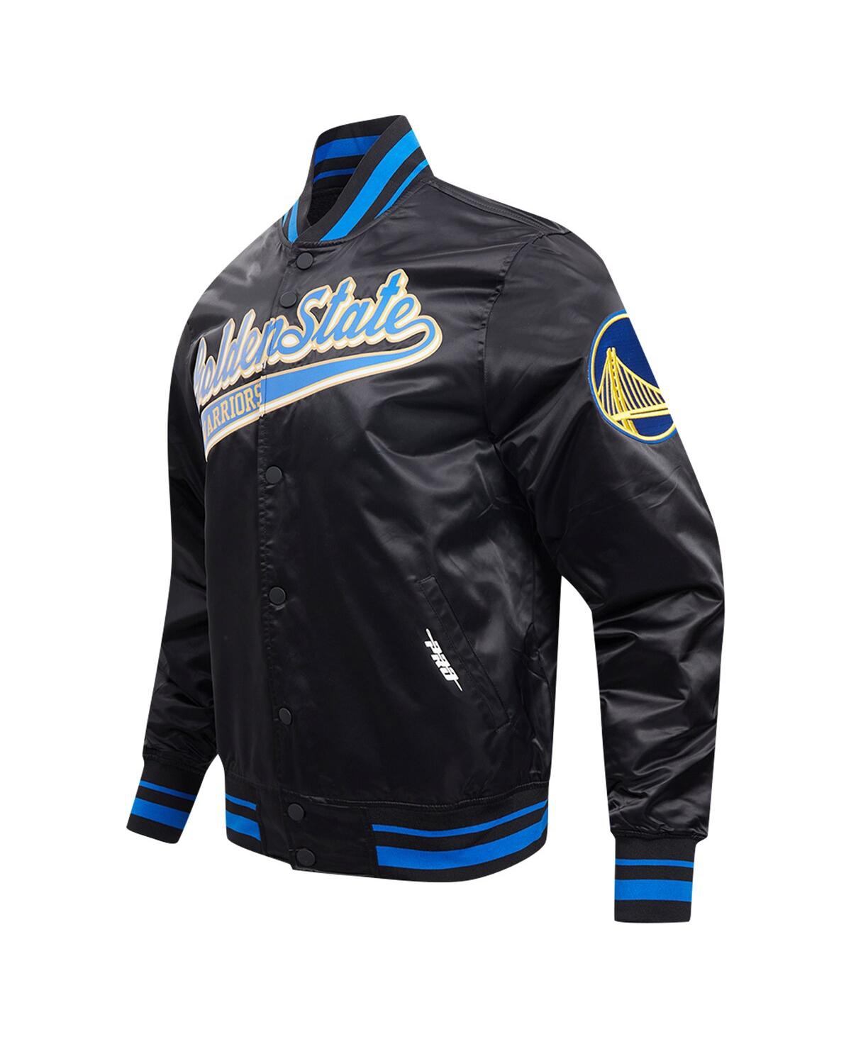 Shop Pro Standard Men's  Black Golden State Warriors Script Tail Full-snap Satin Varsity Jacket