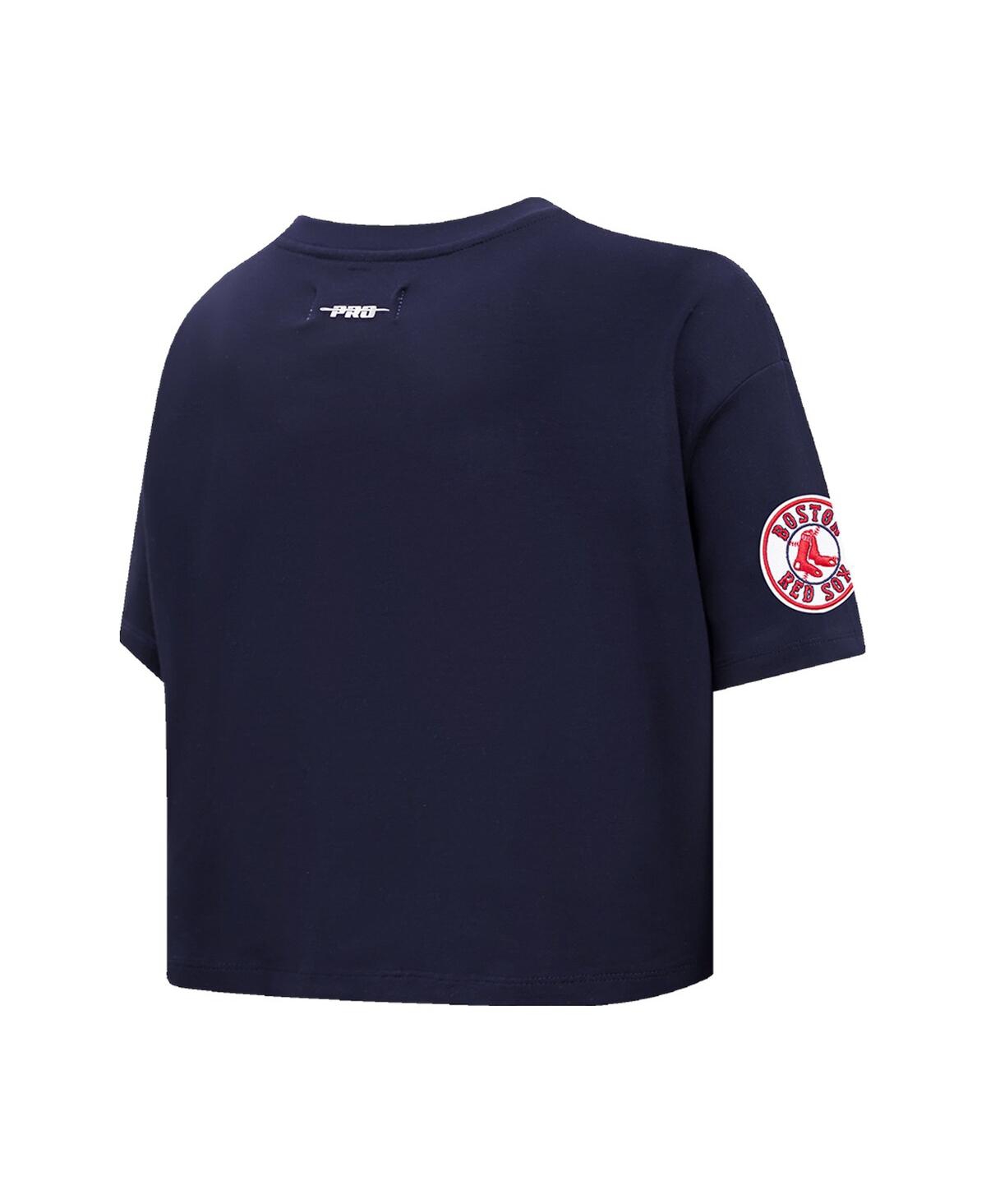 Shop Pro Standard Women's  Navy Boston Red Sox Painted Sky Boxy Cropped T-shirt