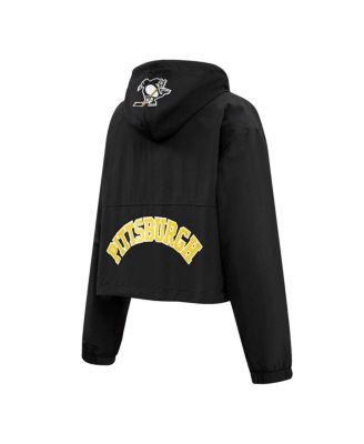 Women's Black Pittsburgh Penguins Classic Cropped Half-Zip Wind Jacket