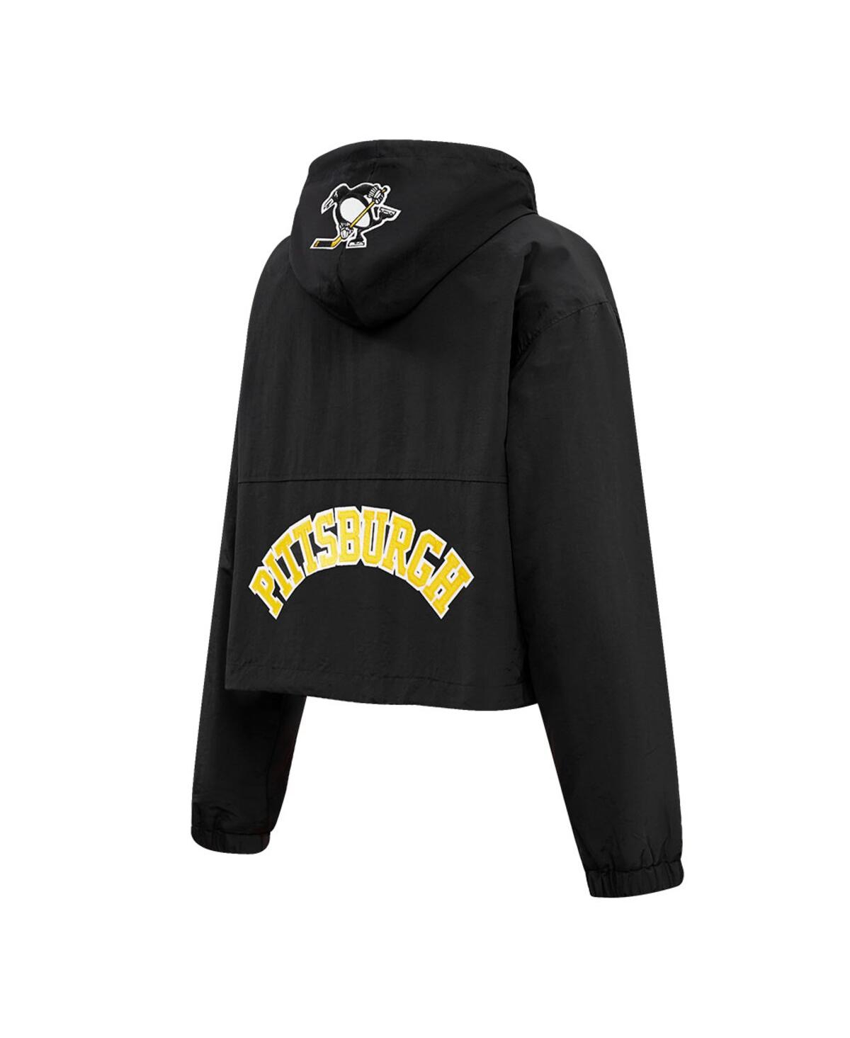 Shop Pro Standard Women's  Black Pittsburgh Penguins Classic Cropped Half-zip Wind Jacket