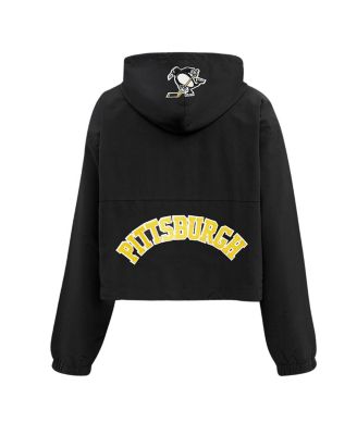 Women's Black Pittsburgh Penguins Classic Cropped Half-Zip Wind Jacket