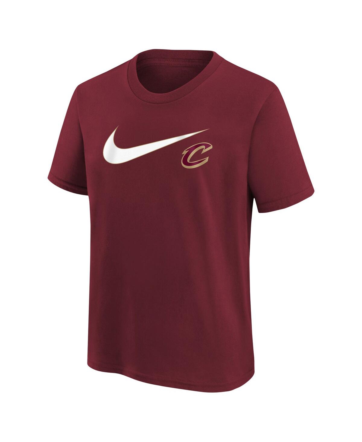 Shop Nike Big Boys  Wine Cleveland Cavaliers Swoosh T-shirt