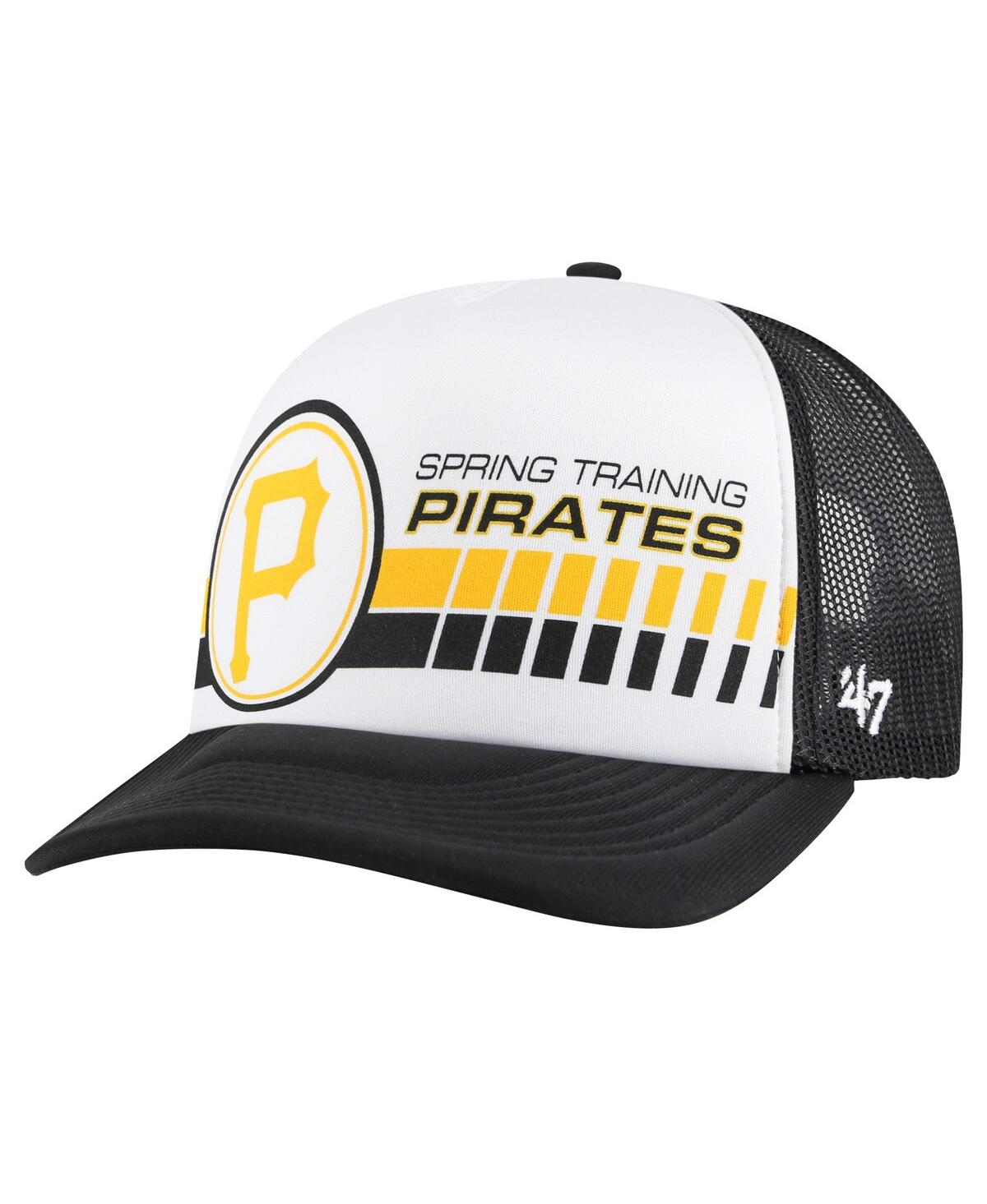 47 Brand Men's ' White, Black Pittsburgh Pirates 2024 Spring Training Foam Trucker Adjustable Hat In White,black