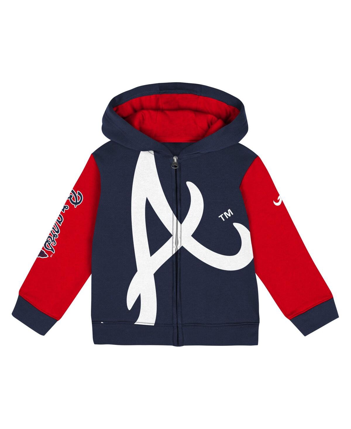 Shop Outerstuff Baby Boys And Girls Fanatics Branded Navy Atlanta Braves Post Card Full-zip Hoodie Jacket