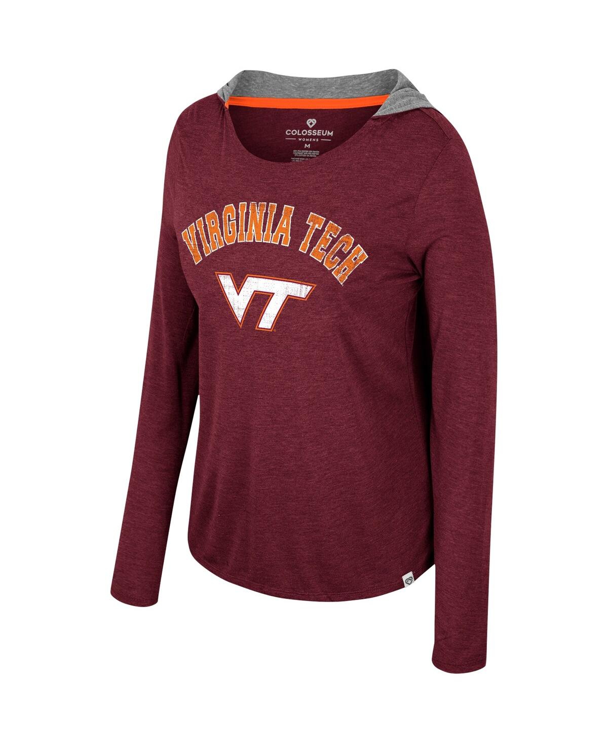 Shop Colosseum Women's  Maroon Virginia Tech Hokies Distressed Heather Long Sleeve Hoodie T-shirt