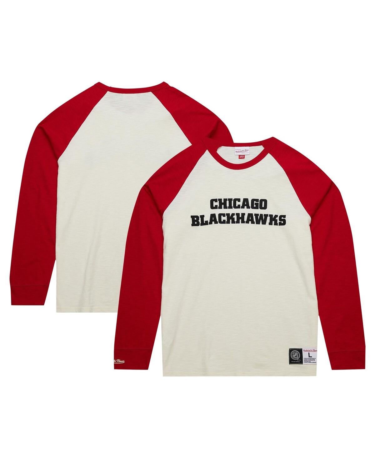 Men's Mitchell & Ness Cream Chicago Blackhawks Legendary Slub Vintage-Like Raglan Long Sleeve T-shirt - Cream