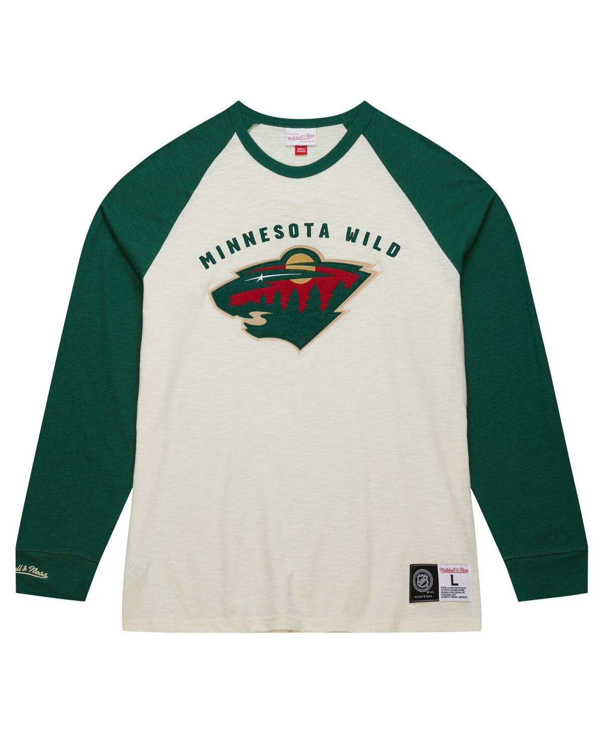Men's Mitchell & NessMinnesota Wild Legendary Slub Vintage-Like Raglan Long Sleeve T-shirt - Cream